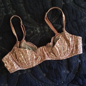 Victoria’s Secret corseted bra in satin brocade